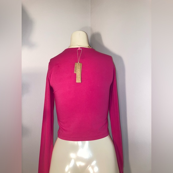 RARE Skims Size 2X Cropped Long Sleeve T-Shirt Top AP-LGS-1370 Raspberry NWT - Picture 6 of 6